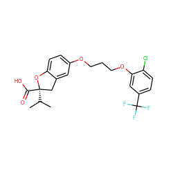 CC(C)[C@@]1(C(=O)O)Cc2cc(OCCCOc3cc(C(F)(F)F)ccc3Cl)ccc2O1 ZINC000013671857