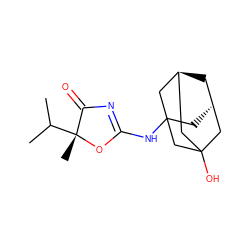 CC(C)[C@@]1(C)OC(NC23C[C@H]4C[C@@H](CC(O)(C4)C2)C3)=NC1=O ZINC000169355724