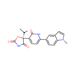 CC(C)[C@@]1(c2ccc(-c3ccc4c(ccn4C)c3)[nH]c2=O)OC(=O)NC1=O ZINC000084690907