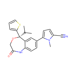 CC(C)[C@@]1(c2cccs2)OCC(=O)Nc2ccc(-c3ccc(C#N)n3C)cc21 ZINC000040421919