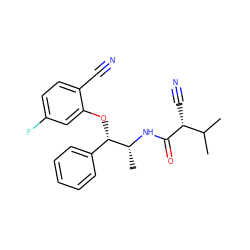 CC(C)[C@@H](C#N)C(=O)N[C@H](C)[C@@H](Oc1cc(F)ccc1C#N)c1ccccc1 ZINC000029391719