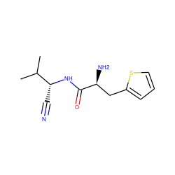 CC(C)[C@@H](C#N)NC(=O)[C@@H](N)Cc1cccs1 ZINC000049032534