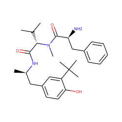 CC(C)[C@@H](C(=O)N[C@H](C)Cc1ccc(O)c(C(C)(C)C)c1)N(C)C(=O)[C@@H](N)Cc1ccccc1 ZINC000002009804