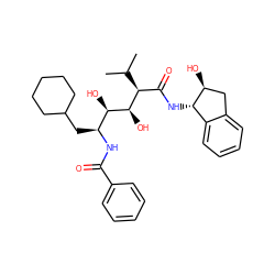 CC(C)[C@@H](C(=O)N[C@H]1c2ccccc2C[C@@H]1O)[C@@H](O)[C@H](O)[C@H](CC1CCCCC1)NC(=O)c1ccccc1 ZINC000028008530