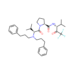 CC(C)[C@@H](C(=O)N1CCC[C@H]1C(=O)N[C@@H](C(=O)C(F)(F)F)C(C)C)N(CCCc1ccccc1)CCCc1ccccc1 ZINC000029553763