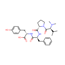 CC(C)[C@@H](C(=O)N1CCC[C@H]1C(=O)N[C@@H](Cc1ccccc1)C(=O)N[C@@H](Cc1ccc(O)cc1)C(=O)O)N(C)C ZINC000028459914