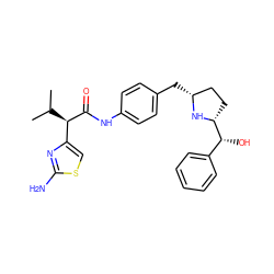 CC(C)[C@@H](C(=O)Nc1ccc(C[C@@H]2CC[C@H]([C@H](O)c3ccccc3)N2)cc1)c1csc(N)n1 ZINC000103252149