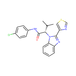 CC(C)[C@@H](C(=O)Nc1ccc(Cl)cc1)n1c(-c2cscn2)nc2ccccc21 ZINC000073390719