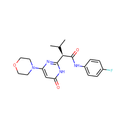 CC(C)[C@@H](C(=O)Nc1ccc(F)cc1)c1nc(N2CCOCC2)cc(=O)[nH]1 ZINC000115068698