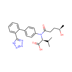 CC(C)[C@@H](C(=O)O)N(C(=O)CC[C@@H](C)O)c1ccc(-c2ccccc2-c2nnn[nH]2)cc1 ZINC000026384568