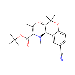 CC(C)[C@@H](C(=O)OC(C)(C)C)N(C)[C@@H]1c2cc(C#N)ccc2OC(C)(C)[C@H]1O ZINC000096892365