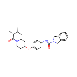 CC(C)[C@@H](C)C(=O)N1CCC(Oc2ccc(NC(=O)N3Cc4ccccc4C3)cc2)CC1 ZINC000167496018