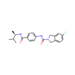 CC(C)[C@@H](C)NC(=O)c1ccc(NC(=O)N2Cc3ccc(F)cc3C2)cc1 ZINC000167498164