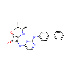 CC(C)[C@@H](C)Nc1c(Nc2ccnc(Nc3ccc(-c4ccccc4)cc3)n2)c(=O)c1=O ZINC000101595913