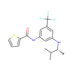 CC(C)[C@@H](C)Nc1cc(NC(=O)c2cccs2)cc(C(F)(F)F)c1 ZINC000299837161