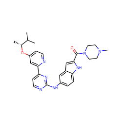 CC(C)[C@@H](C)Oc1ccnc(-c2ccnc(Nc3ccc4[nH]c(C(=O)N5CCN(C)CC5)cc4c3)n2)c1 ZINC000144177634