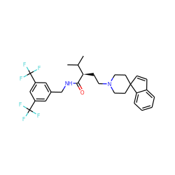 CC(C)[C@@H](CCN1CCC2(C=Cc3ccccc32)CC1)C(=O)NCc1cc(C(F)(F)F)cc(C(F)(F)F)c1 ZINC000029040065