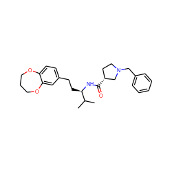 CC(C)[C@@H](CCc1ccc2c(c1)OCCCO2)NC(=O)[C@@H]1CCN(Cc2ccccc2)C1 ZINC000114099025