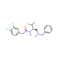 CC(C)[C@@H](CN(C)Cc1ccccc1)N(C)C(=O)Cc1ccc(Cl)c(Cl)c1 ZINC000013446336