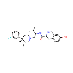 CC(C)[C@@H](CN1CC[C@@](C)(c2cccc(F)c2)[C@@H](C)C1)NC(=O)[C@H]1Cc2ccc(O)cc2CN1 ZINC000473113693