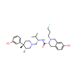 CC(C)[C@@H](CN1CC[C@@](C)(c2cccc(O)c2)[C@@H](C)C1)NC(=O)[C@H]1Cc2ccc(O)cc2CN1CCCF ZINC000299856532