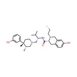 CC(C)[C@@H](CN1CC[C@@](C)(c2cccc(O)c2)[C@@H](C)C1)NC(=O)[C@H]1Cc2ccc(O)cc2CN1CCF ZINC000299859563