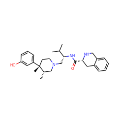 CC(C)[C@@H](CN1CC[C@@](C)(c2cccc(O)c2)[C@@H](C)C1)NC(=O)[C@H]1Cc2ccccc2CN1 ZINC000013523913