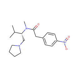 CC(C)[C@@H](CN1CCCC1)N(C)C(=O)Cc1ccc([N+](=O)[O-])cc1 ZINC000013446305