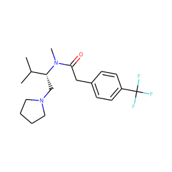 CC(C)[C@@H](CN1CCCC1)N(C)C(=O)Cc1ccc(C(F)(F)F)cc1 ZINC000013446308