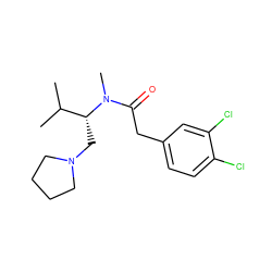 CC(C)[C@@H](CN1CCCC1)N(C)C(=O)Cc1ccc(Cl)c(Cl)c1 ZINC000000599059