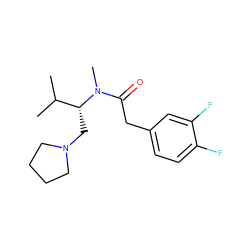 CC(C)[C@@H](CN1CCCC1)N(C)C(=O)Cc1ccc(F)c(F)c1 ZINC000013446299