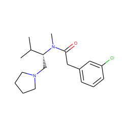 CC(C)[C@@H](CN1CCCC1)N(C)C(=O)Cc1cccc(Cl)c1 ZINC000013446293