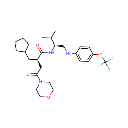 CC(C)[C@@H](CNc1ccc(OC(F)(F)F)cc1)NC(=O)[C@@H](CC(=O)N1CCOCC1)CC1CCCC1 ZINC000014971716