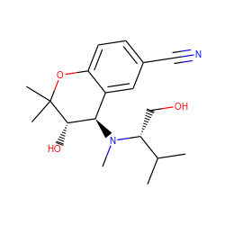 CC(C)[C@@H](CO)N(C)[C@@H]1c2cc(C#N)ccc2OC(C)(C)[C@H]1O ZINC000096941772