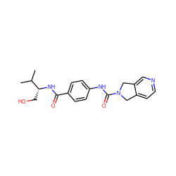 CC(C)[C@@H](CO)NC(=O)c1ccc(NC(=O)N2Cc3ccncc3C2)cc1 ZINC000165973890