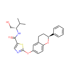 CC(C)[C@@H](CO)NC(=O)c1cnc(Oc2ccc3c(c2)CC[C@@H](c2ccccc2)O3)s1 ZINC000169710622