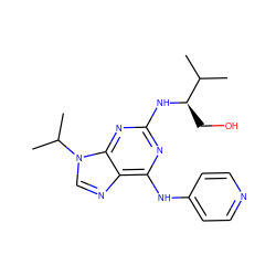 CC(C)[C@@H](CO)Nc1nc(Nc2ccncc2)c2ncn(C(C)C)c2n1 ZINC000095593089