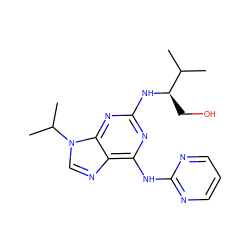 CC(C)[C@@H](CO)Nc1nc(Nc2ncccn2)c2ncn(C(C)C)c2n1 ZINC000095598063