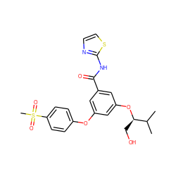 CC(C)[C@@H](CO)Oc1cc(Oc2ccc(S(C)(=O)=O)cc2)cc(C(=O)Nc2nccs2)c1 ZINC000043011666