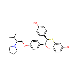 CC(C)[C@@H](COc1ccc([C@@H]2Oc3ccc(O)cc3S[C@@H]2c2ccc(O)cc2)cc1)N1CCCC1 ZINC000028352332