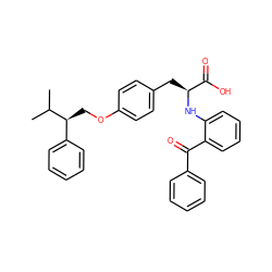 CC(C)[C@@H](COc1ccc(C[C@H](Nc2ccccc2C(=O)c2ccccc2)C(=O)O)cc1)c1ccccc1 ZINC000013782259