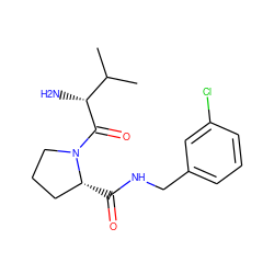 CC(C)[C@@H](N)C(=O)N1CCC[C@H]1C(=O)NCc1cccc(Cl)c1 ZINC000045365966