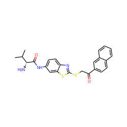 CC(C)[C@@H](N)C(=O)Nc1ccc2nc(SCC(=O)c3ccc4ccccc4c3)sc2c1 ZINC000169326755