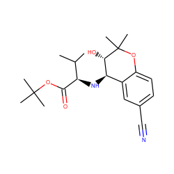 CC(C)[C@@H](N[C@@H]1c2cc(C#N)ccc2OC(C)(C)[C@H]1O)C(=O)OC(C)(C)C ZINC000096892942