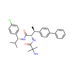 CC(C)[C@@H](NC(=O)[C@@H](NC(=O)C(C)(C)N)[C@@H](C)c1ccc(-c2ccccc2)cc1)c1ccc(Cl)cc1 ZINC000073223135