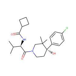 CC(C)[C@@H](NC(=O)C1CCC1)C(=O)N1CC[C@](O)(c2ccc(Cl)cc2)C(C)(C)C1 ZINC000096272235