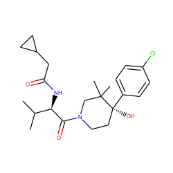 CC(C)[C@@H](NC(=O)CC1CC1)C(=O)N1CC[C@](O)(c2ccc(Cl)cc2)C(C)(C)C1 ZINC000096272184