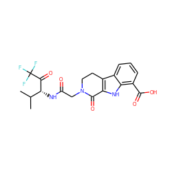 CC(C)[C@@H](NC(=O)CN1CCc2c([nH]c3c(C(=O)O)cccc23)C1=O)C(=O)C(F)(F)F ZINC000013740124