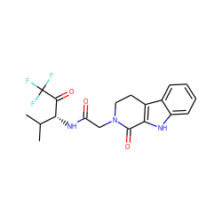 CC(C)[C@@H](NC(=O)CN1CCc2c([nH]c3ccccc23)C1=O)C(=O)C(F)(F)F ZINC000013740118