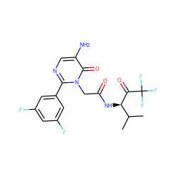 CC(C)[C@@H](NC(=O)Cn1c(-c2cc(F)cc(F)c2)ncc(N)c1=O)C(=O)C(F)(F)F ZINC000013516060